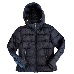 Save The Duck Womens Mega Sporty-Look Hooded Puffer Jacket Sz S Black Warm Cozy